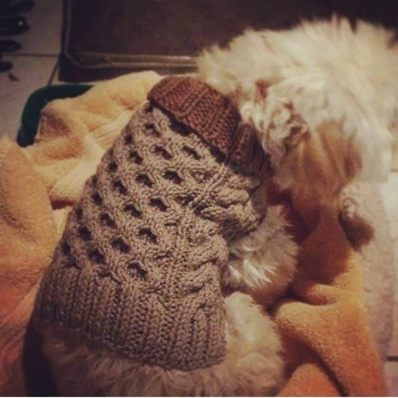 XXS "The Original" Honeycomb CableKnit Dog Sweater - Picture 6 of 12